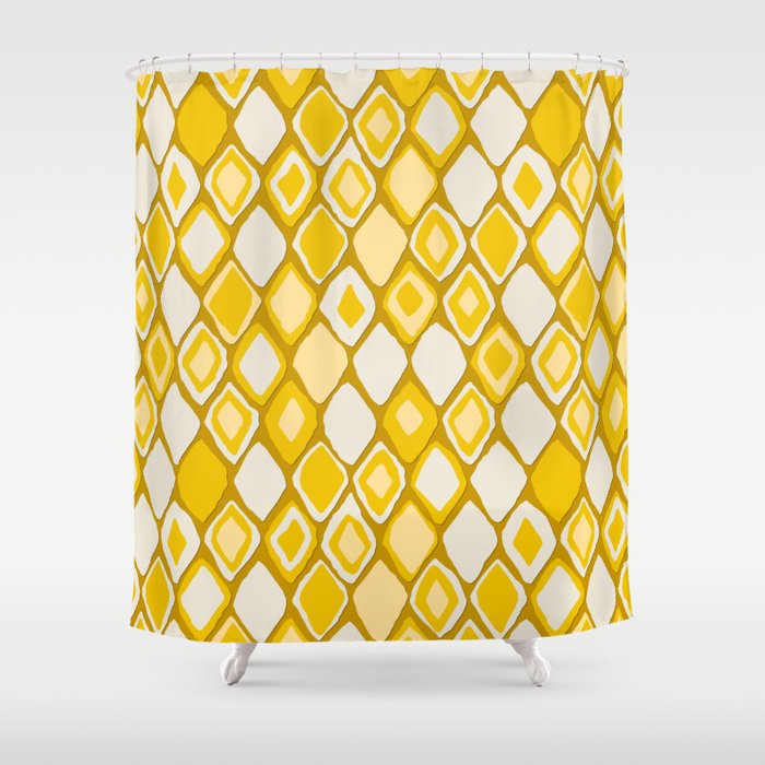 Almas diamond ikat gold Shower Curtain