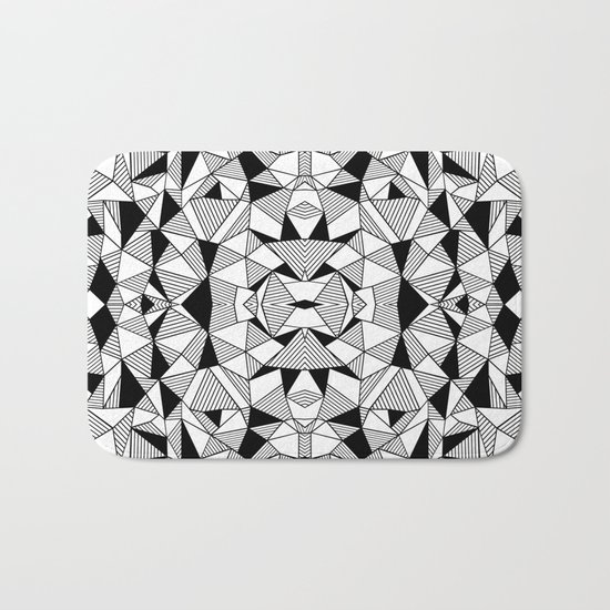 Ab Lines Tile with Black Blocks Bath Mat