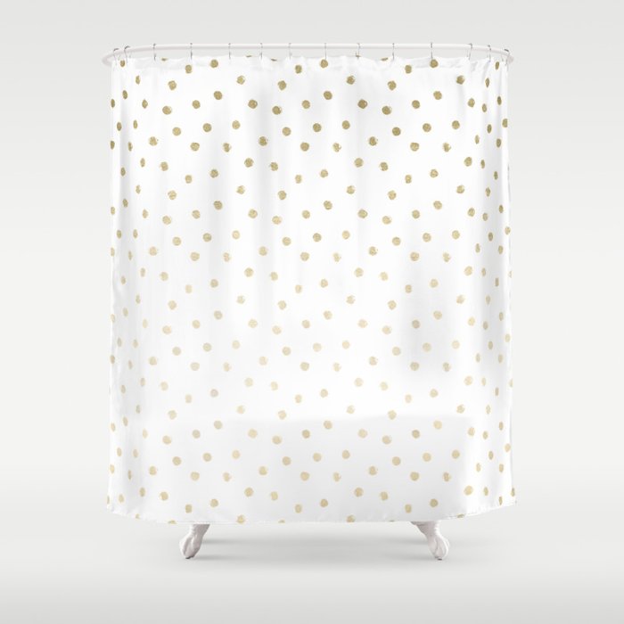 Delicate Gold Polka Dots Shower Curtain