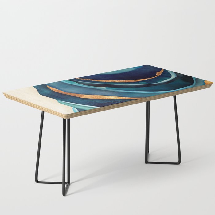 Abstract Blue with Gold Coffee Table