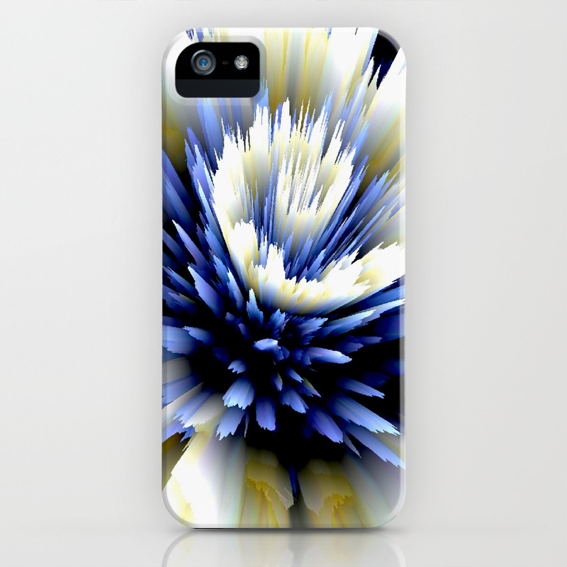 Indigo White Blue Flower Digital 3d Painting Iphone Case By