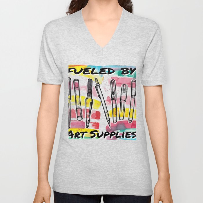 Fueled By Art Supplies V Neck T Shirt