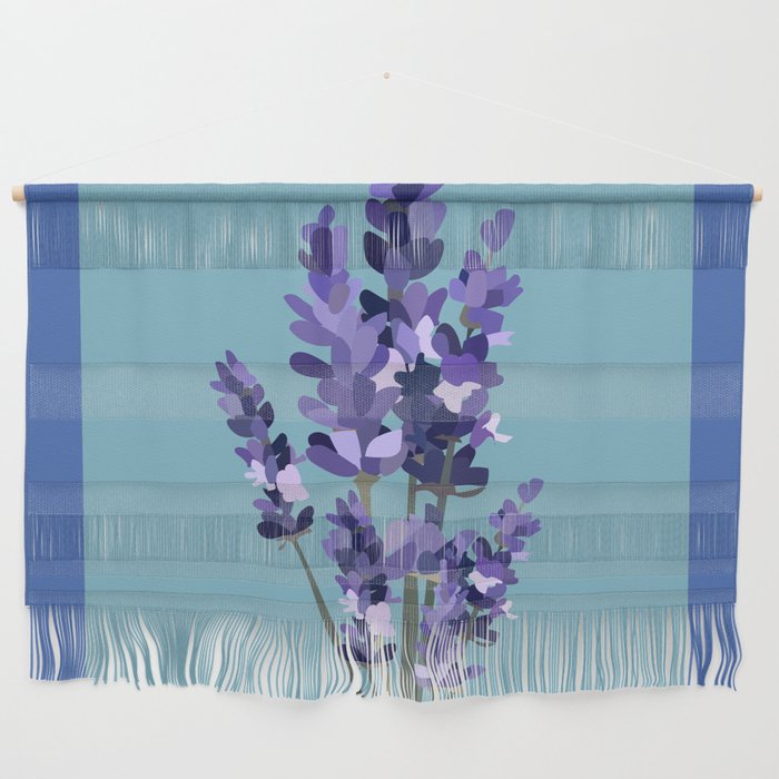 Floral Lavender Bouquet Design Pattern on Turquoise and Blue Wall Hanging