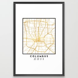 COLUMBUS OHIO CITY STREET MAP ART Framed Art Print
