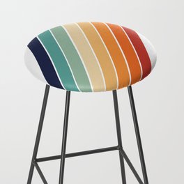 Retro rainbow palette stripes 70s on white 3 Bar Stool