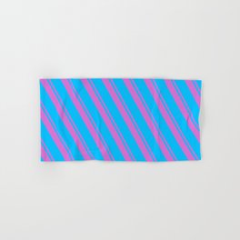 [ Thumbnail: Orchid and Deep Sky Blue Colored Lines Pattern Hand & Bath Towel ]