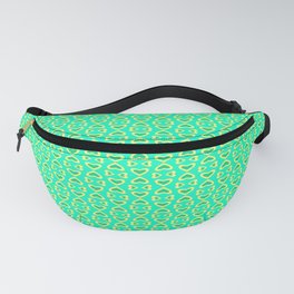 Heart Pattern Turquoise Mint Green and Butter Cream Yellow Romantic Country Design Pattern Fanny Pack