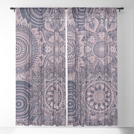 Rose Gold Mandala Collection Blue Design Sheer Curtain