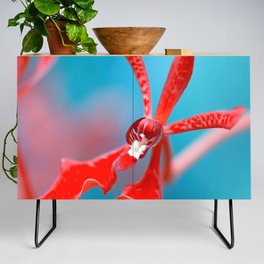 Orchid In Varitone Red And Blue  Credenza