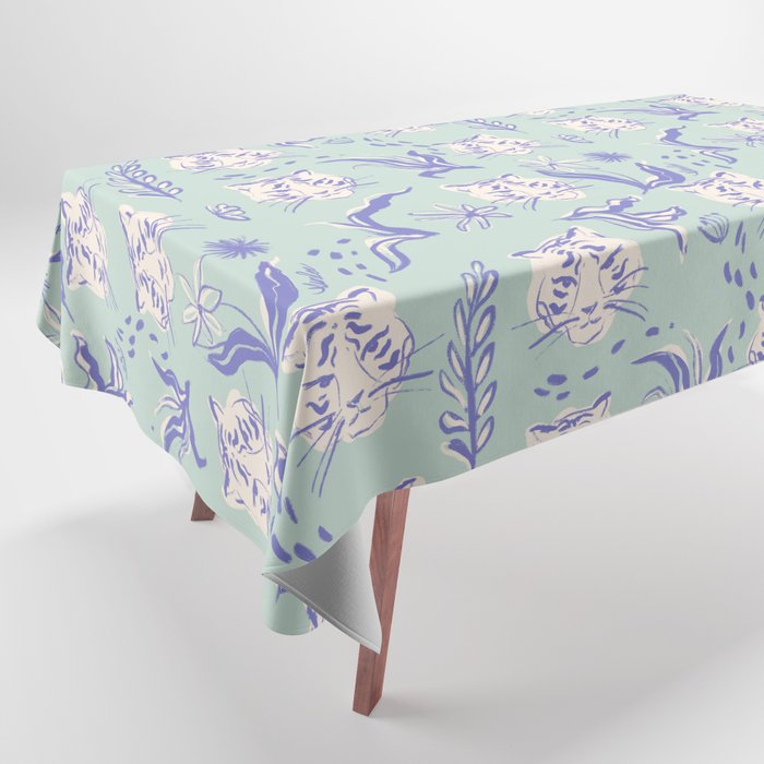 Green Abstract Tiger Pattern Tablecloth