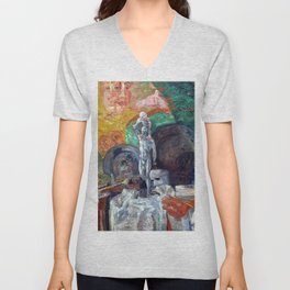 Attributes of an artist's studio & palette surrealism portrait painting by James Ensor V Neck T Shirt