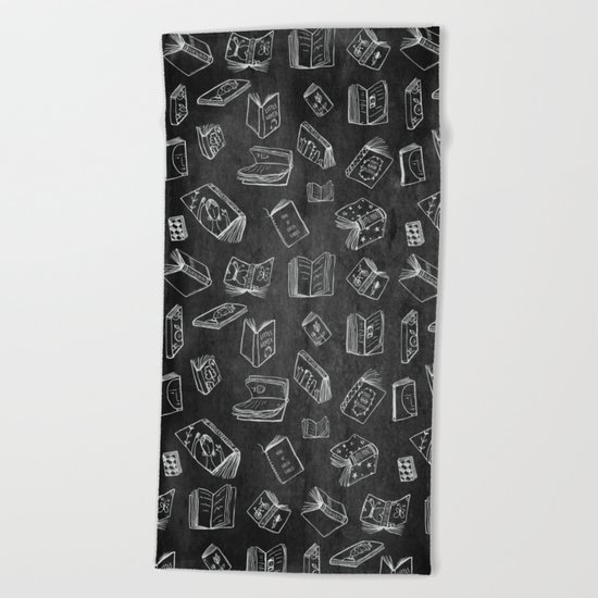 Classic Books - Pattern (Black) Beach Towel
