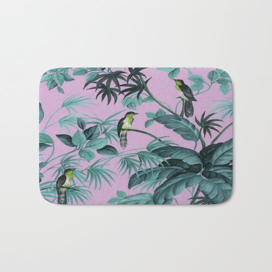 Birds and leaves Bath Mat