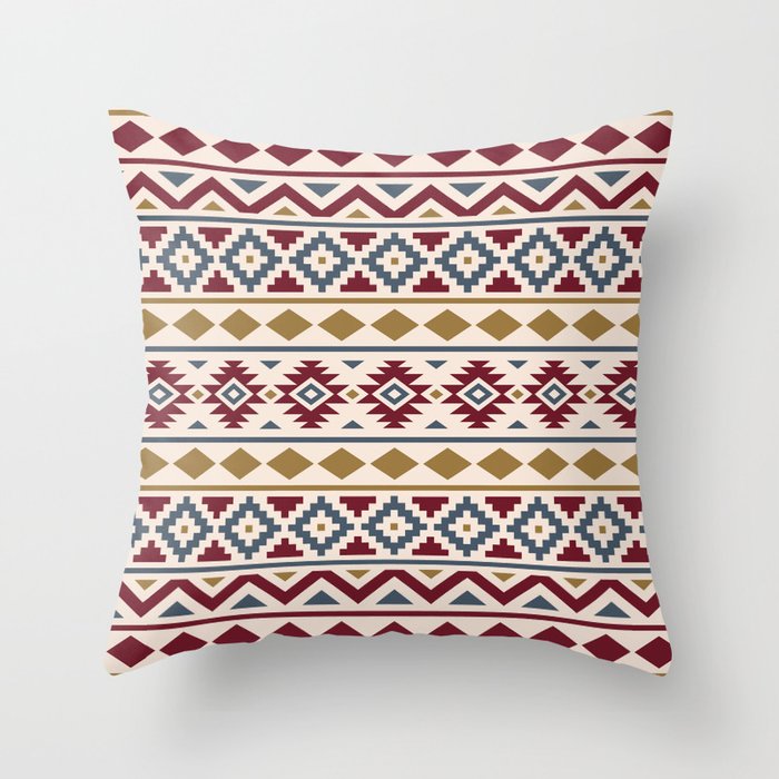 Aztec Essence Ptn Iii Red Blue Gold Cream Throw Pillow By Aztec Essence Ptn Iii Red Blue Gold Cream Throw Pillow