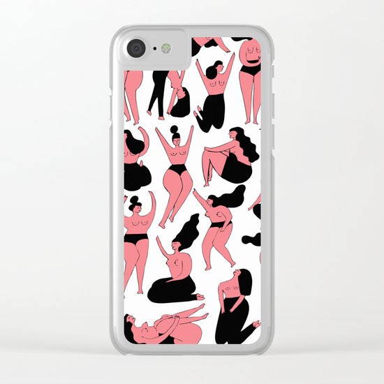 Pink Girls Pattern Clear iPhone Case