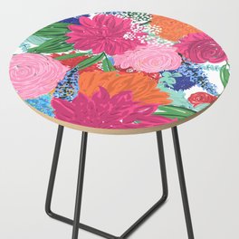 Pretty Colorful Big Flowers Hand Paint Design Side Table