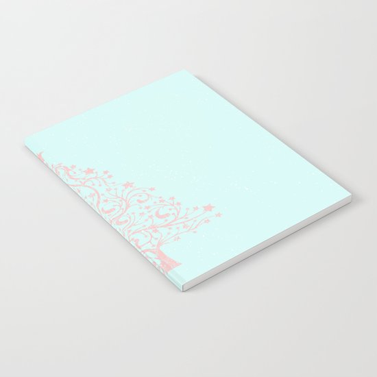 Merry christmas- Pink abstract christmastree on turquoise backround Notebook