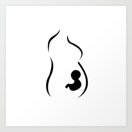 Body of pregnant Mother with a baby in womb Art Print