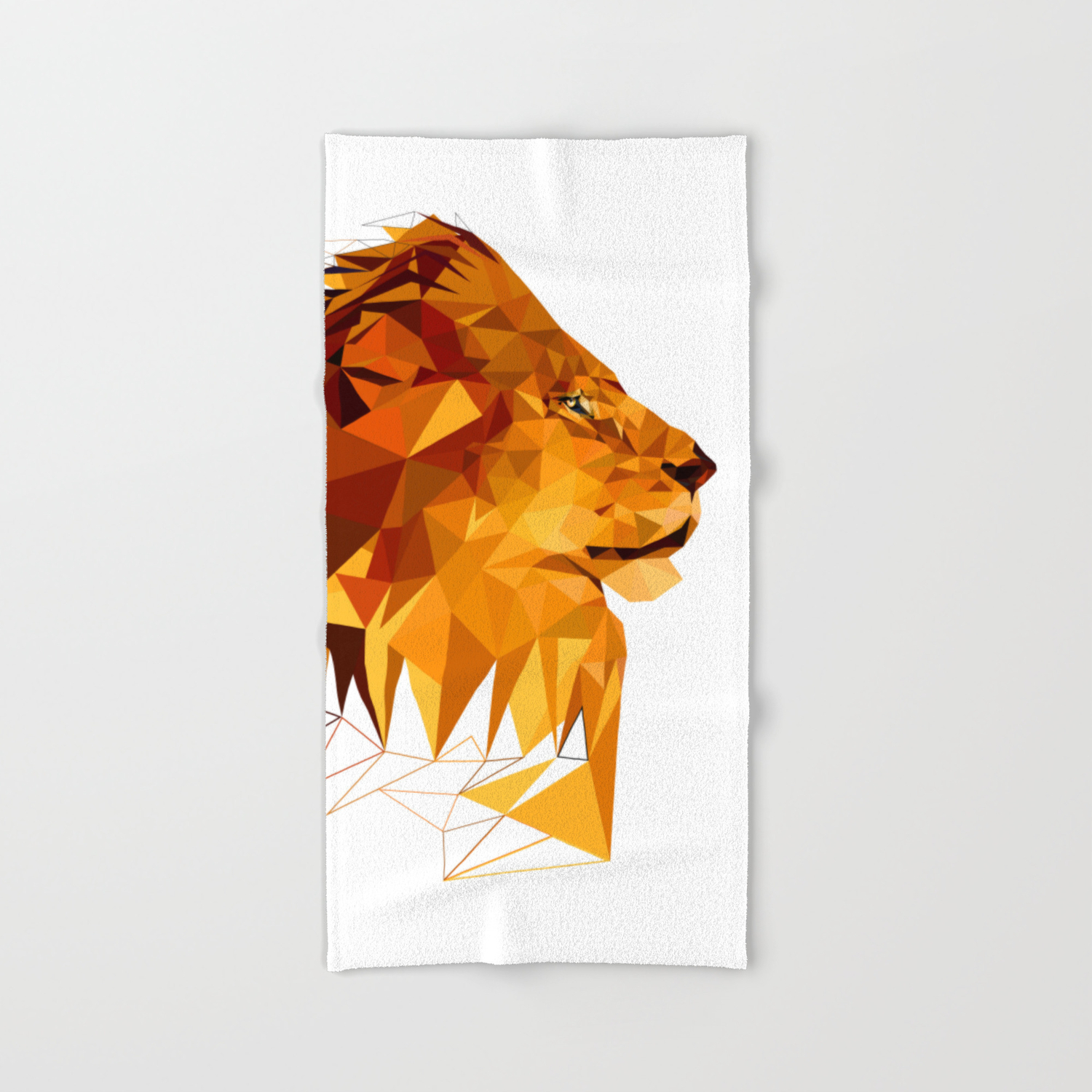 Geometric Lion Wild animals Big cat Low poly art Brown and Yellow Hand &  Bath Towel by peraboom | Society6