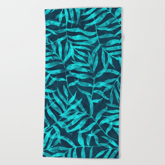 Watercolor Tropical Palm Leaves IX Beach Towel