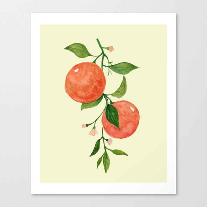 Orange Botanical Art Canvas Print