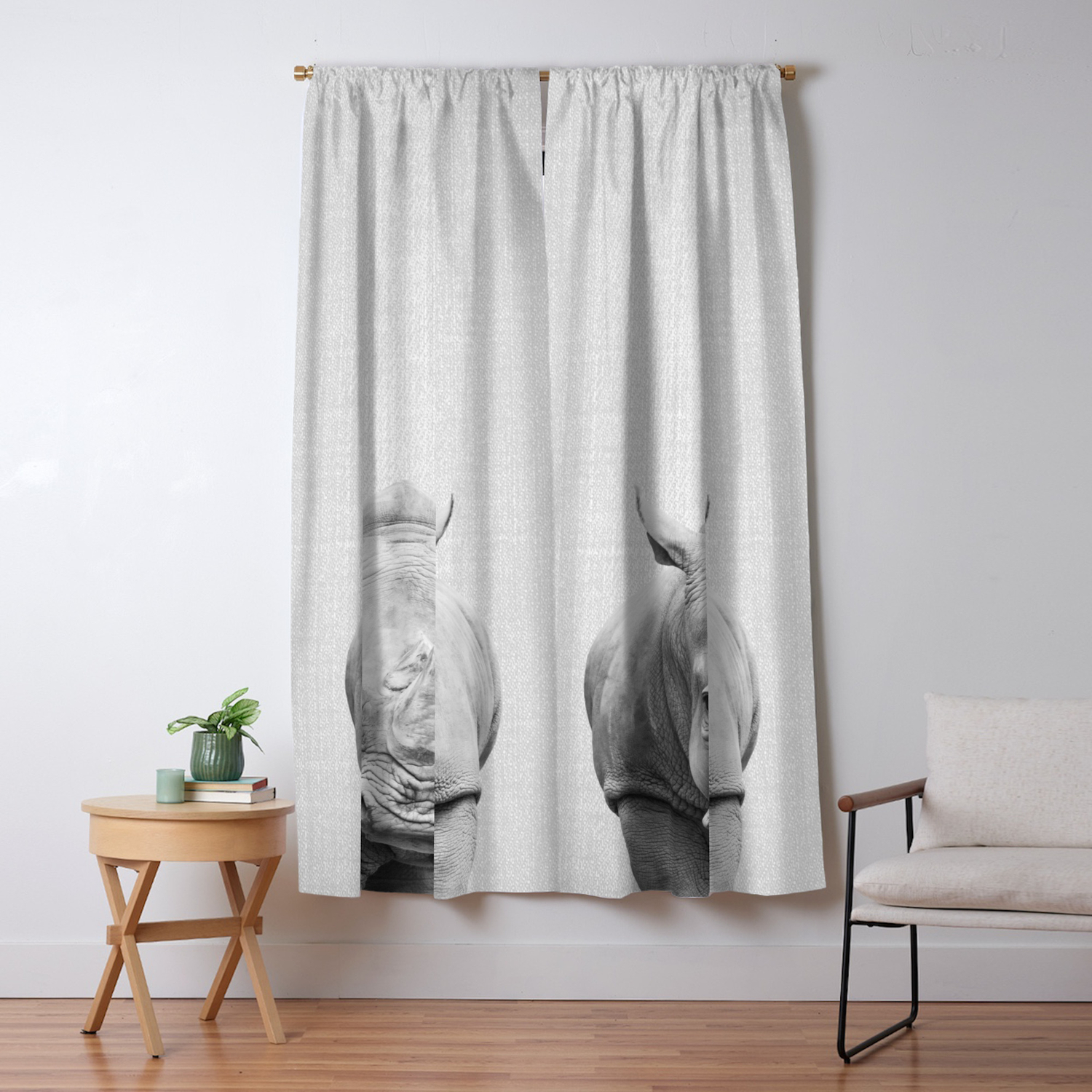 Rhino 2 Black White Blackout Curtain By Galdesign Society6