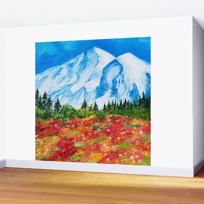 Mt Rainier Meadows Wall Mural By Artvondanielle Society6