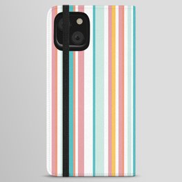 Summer orange pink teal stripes vibrant print iPhone Wallet Case