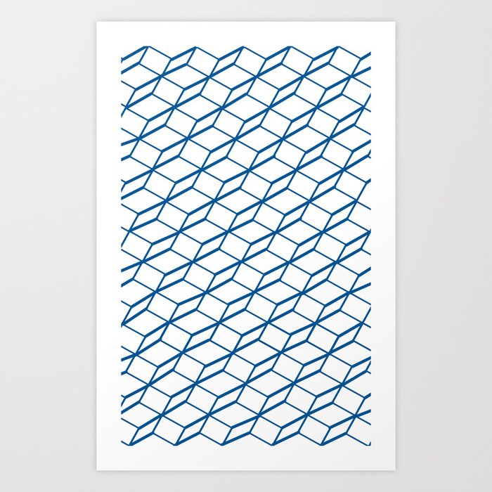 Blue Cube Design Art Print By Chriscmartin Society6
