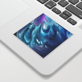 Trendy Cool Blue Fluid Flowing Abstract Sticker