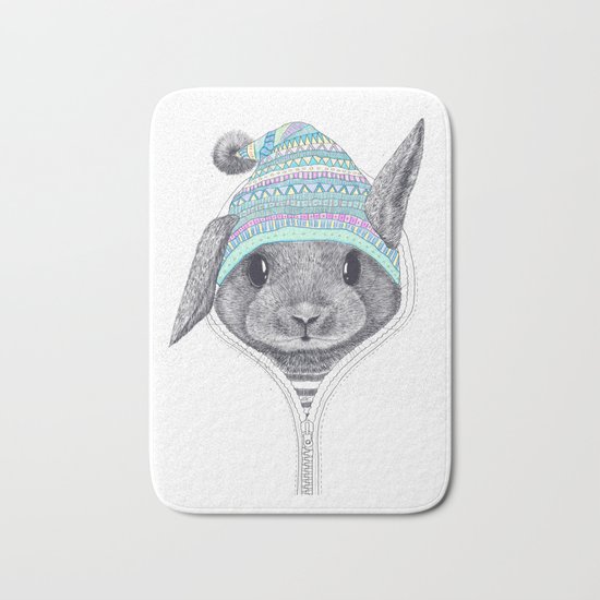 The rabbit in a hood Bath Mat