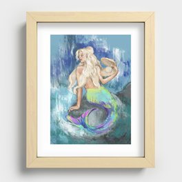 Gorgeous Modern Mermaid Pinup Blonde Siren Water Nymph Vintage Vibes Recessed Framed Print