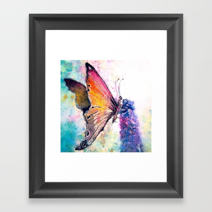 Butterfly on purple flower Framed Art Print