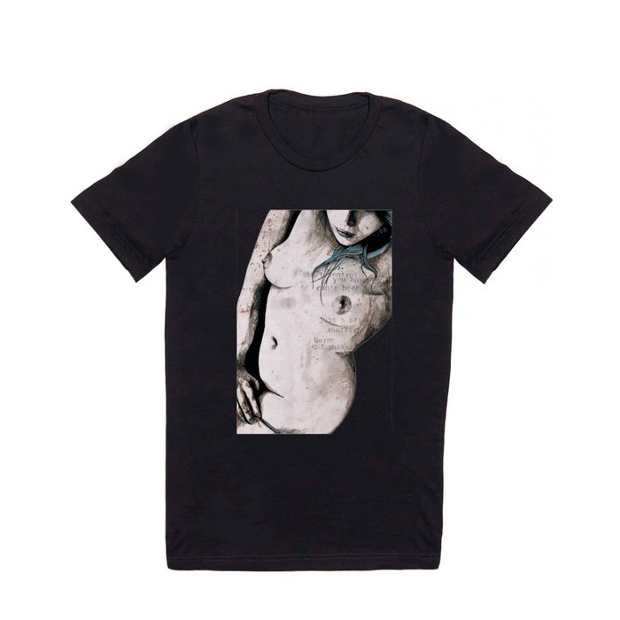 Rotten Apple: Turquoise (nude topless girl, erotic graffiti portrait) T  Shirt