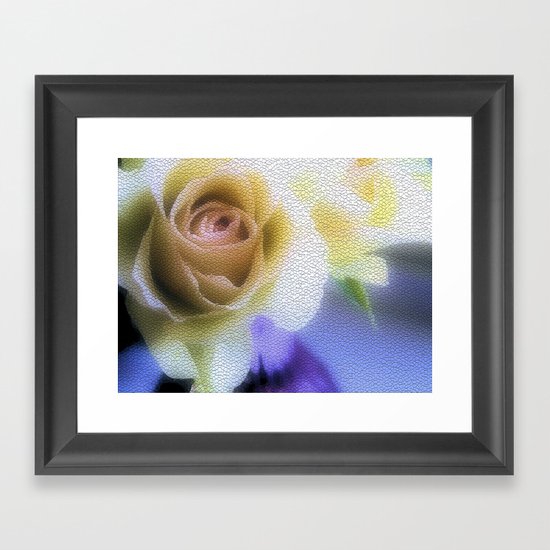 Old Love Gentle Rose - Pastel Vintage Mosiac Framed Art Print
