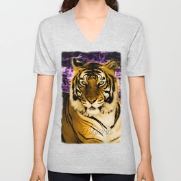 Royal Golden Tiger V Neck T Shirt