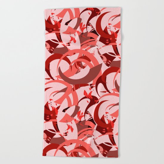 Abstract Curls - Burgundy, Coral, Pink Beach Towel