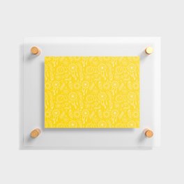 Yellow And White Hand Drawn Boho Pattern Floating Acrylic Print