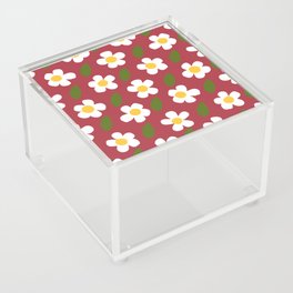 Little White Flowers Retro Modern Fall Red Acrylic Box