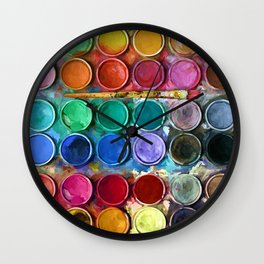 watercolor palette Digital painting Wall Clock
