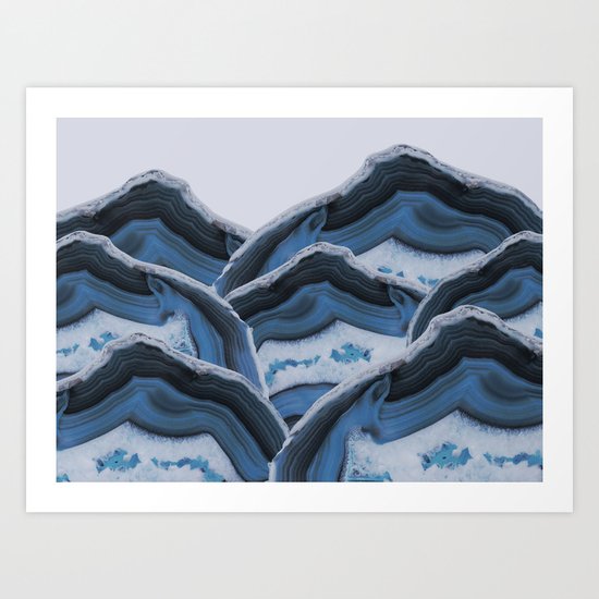 Agate Blue Mountains Art Print