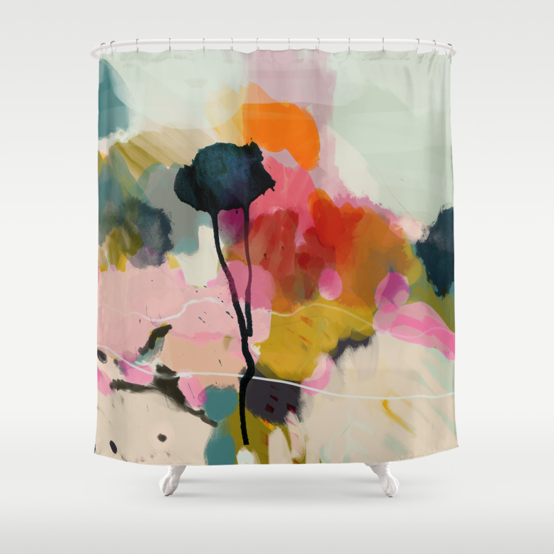 Society6 Kris Kivu Colorful Abstract Mountains Shower Curtain 72 x 69 