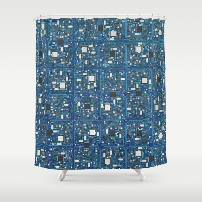 Blue tech Shower Curtain