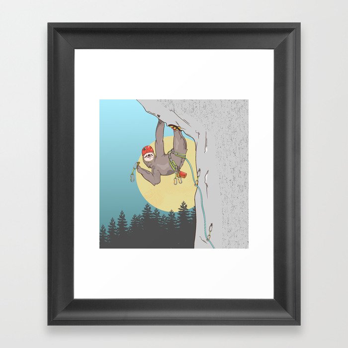 Sloth Rock climbing Framed Art Print
