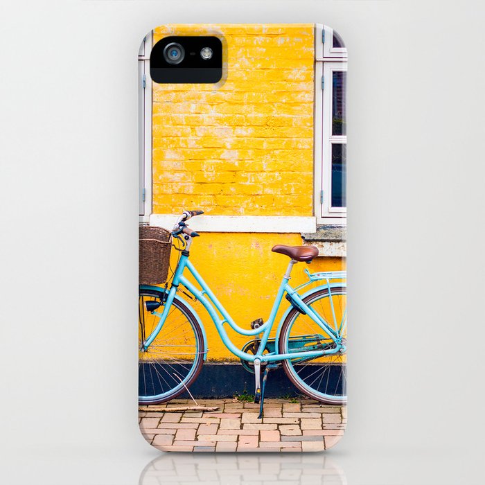 bike and yellow iphone case