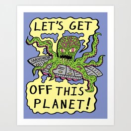 Alien UFO Escape Art Print