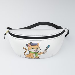 Cat as Painter with Brush & Scarf Fanny Pack