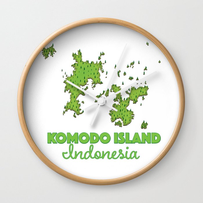 Komodo island Indonesia map Wall Clock