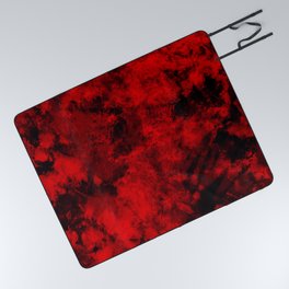 Black and Red Tie Dye Abstract Pattern Picnic Blanket