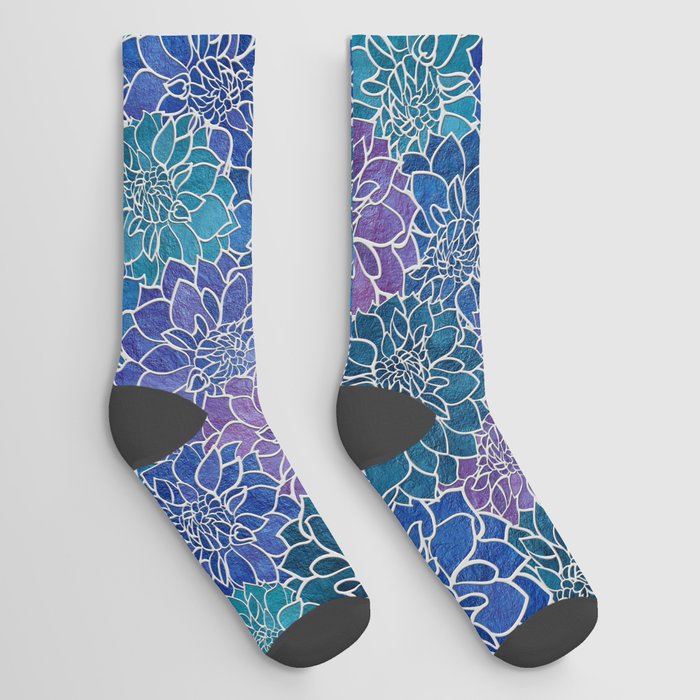 Dahlia Flower Pattern 5 Socks